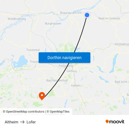 Altheim to Lofer map