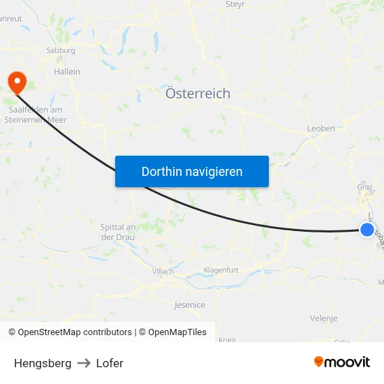 Hengsberg to Lofer map
