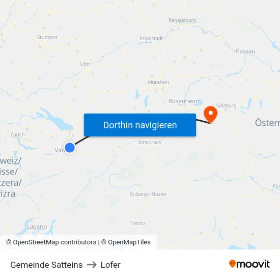 Gemeinde Satteins to Lofer map