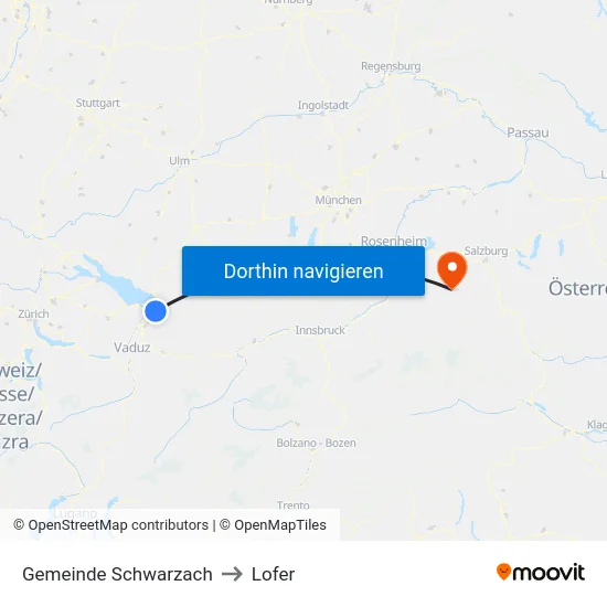Gemeinde Schwarzach to Lofer map