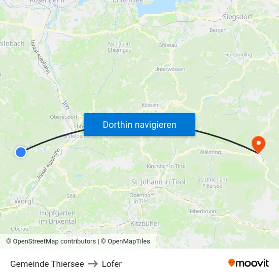 Gemeinde Thiersee to Lofer map