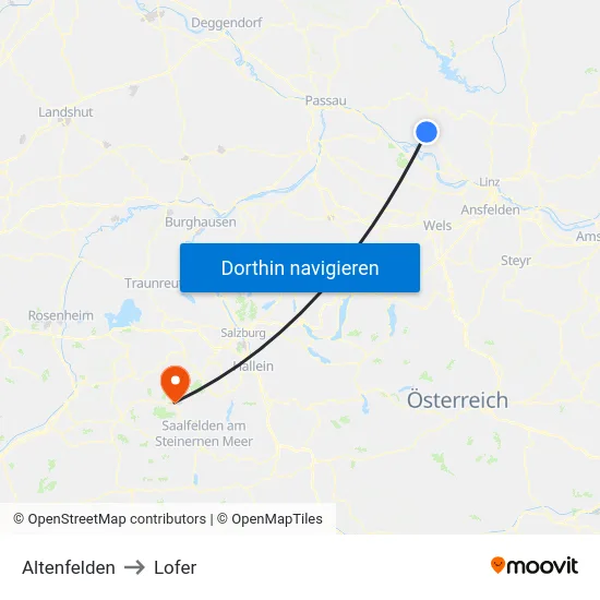 Altenfelden to Lofer map