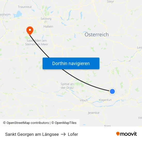 Sankt Georgen am Längsee to Lofer map