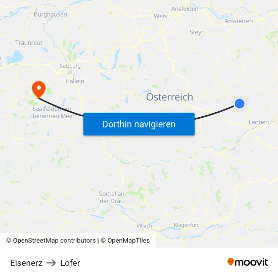 Eisenerz to Lofer map