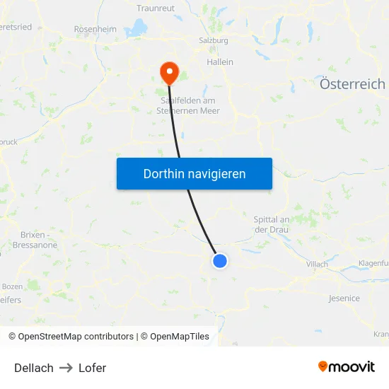 Dellach to Lofer map