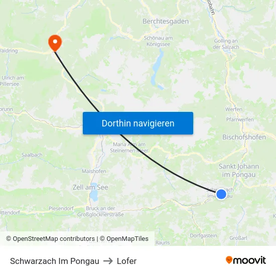 Schwarzach Im Pongau to Lofer map