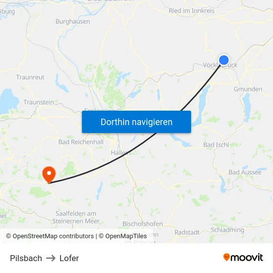 Pilsbach to Lofer map