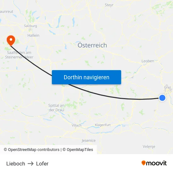 Lieboch to Lofer map