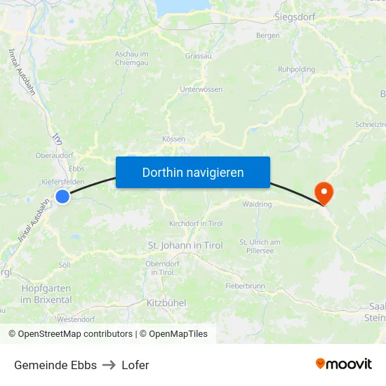Gemeinde Ebbs to Lofer map
