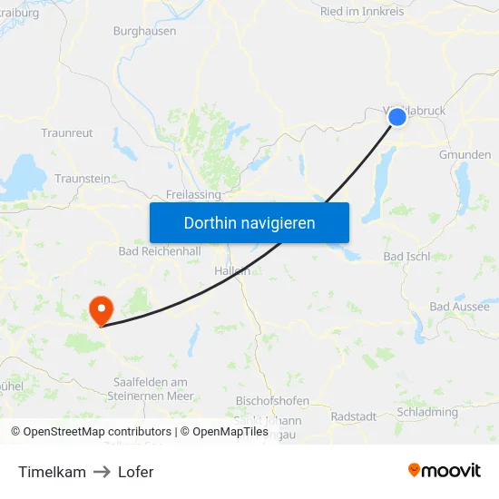 Timelkam to Lofer map