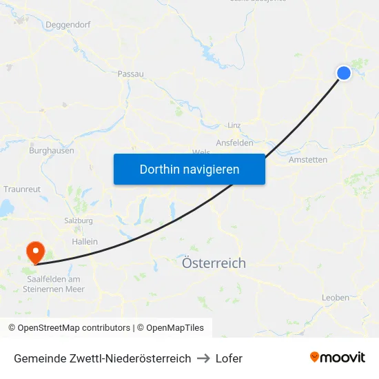 Gemeinde Zwettl-Niederösterreich to Lofer map