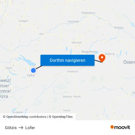 Götzis to Lofer map