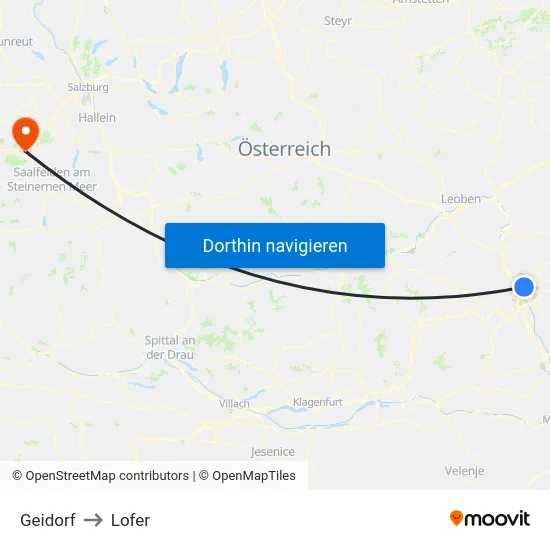 Geidorf to Lofer map