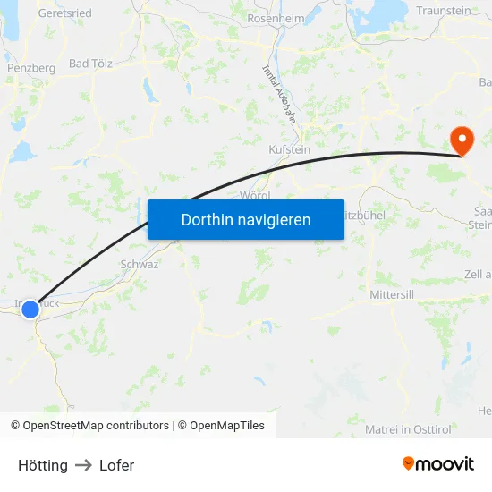 Hötting to Lofer map