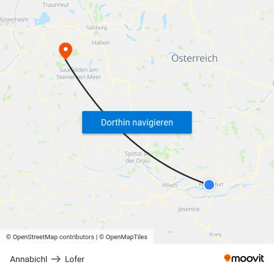 Annabichl to Lofer map