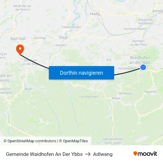Gemeinde Waidhofen An Der Ybbs to Adlwang map