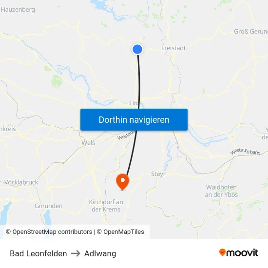 Bad Leonfelden to Adlwang map