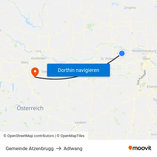 Gemeinde Atzenbrugg to Adlwang map