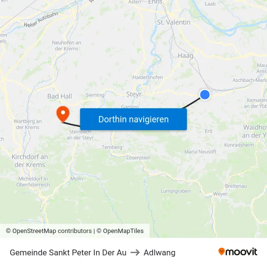 Gemeinde Sankt Peter In Der Au to Adlwang map