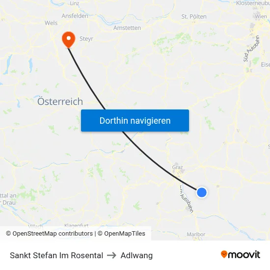Sankt Stefan Im Rosental to Adlwang map