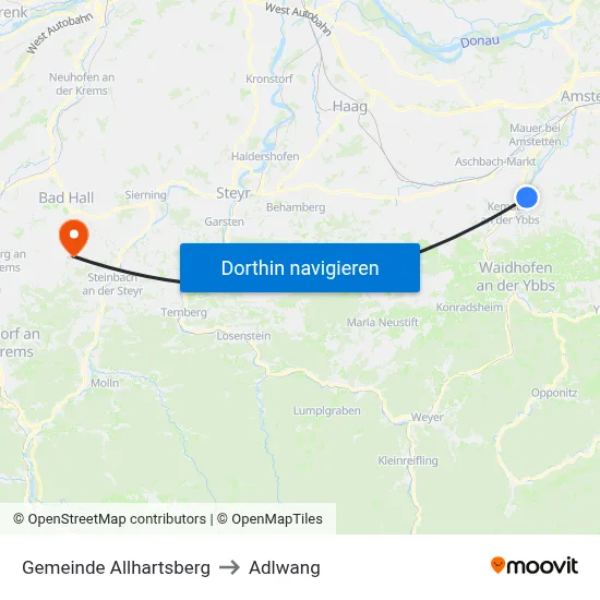 Gemeinde Allhartsberg to Adlwang map
