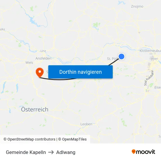 Gemeinde Kapelln to Adlwang map