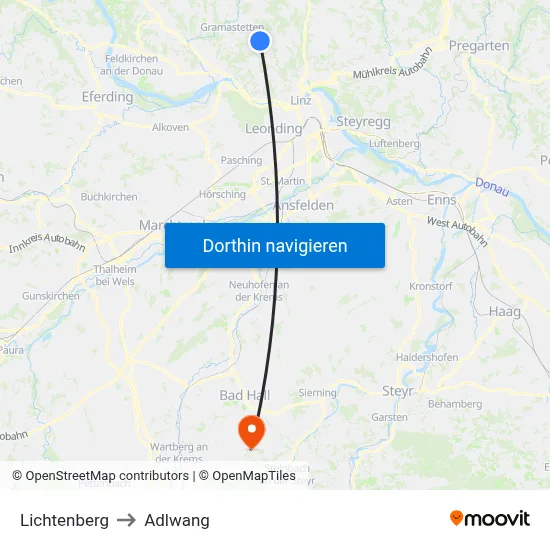 Lichtenberg to Adlwang map