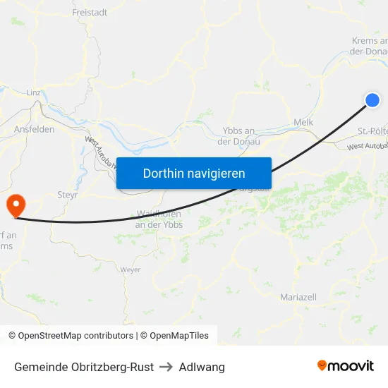 Gemeinde Obritzberg-Rust to Adlwang map