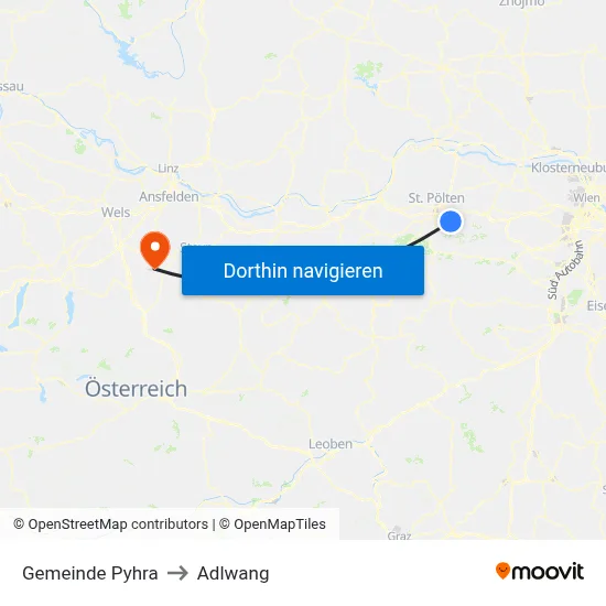 Gemeinde Pyhra to Adlwang map