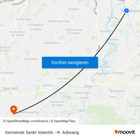 Gemeinde Sankt Valentin to Adlwang map