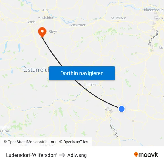 Ludersdorf-Wilfersdorf to Adlwang map