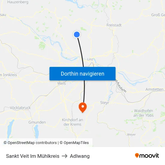 Sankt Veit Im Mühlkreis to Adlwang map