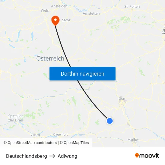 Deutschlandsberg to Adlwang map