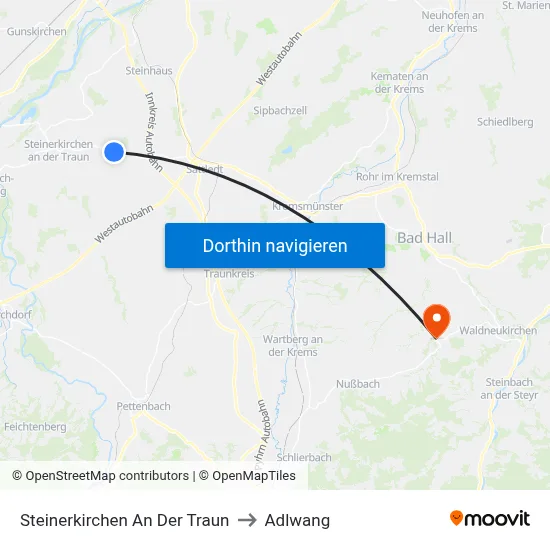 Steinerkirchen An Der Traun to Adlwang map
