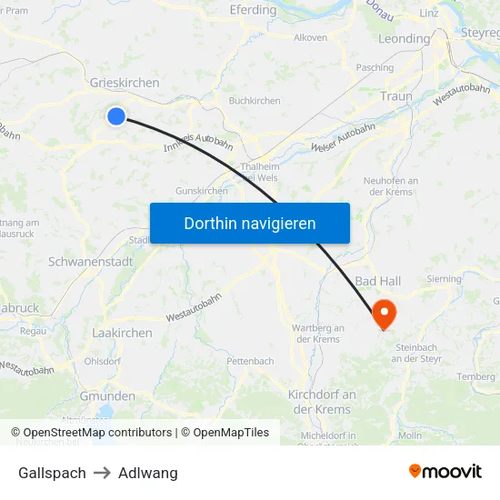 Gallspach to Adlwang map