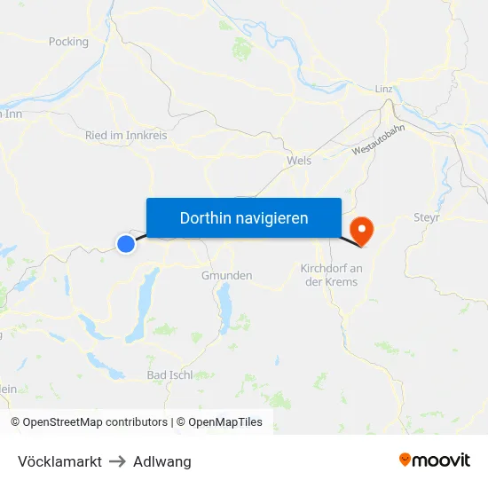 Vöcklamarkt to Adlwang map
