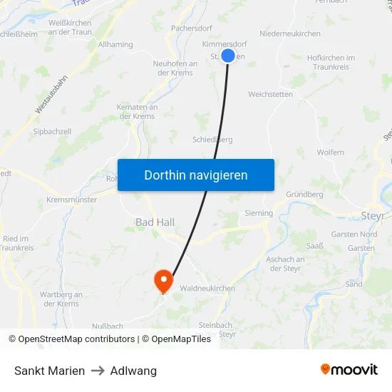 Sankt Marien to Adlwang map
