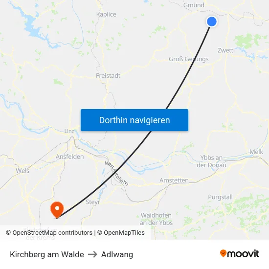 Kirchberg am Walde to Adlwang map