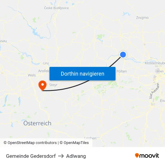 Gemeinde Gedersdorf to Adlwang map