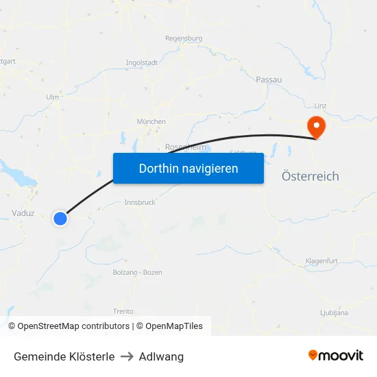 Gemeinde Klösterle to Adlwang map