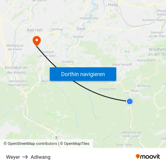 Weyer to Adlwang map