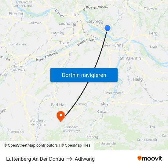 Luftenberg An Der Donau to Adlwang map