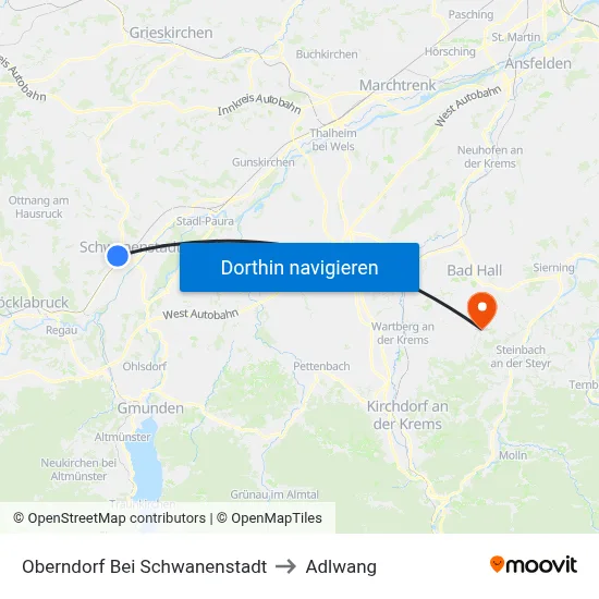 Oberndorf Bei Schwanenstadt to Adlwang map