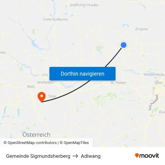 Gemeinde Sigmundsherberg to Adlwang map