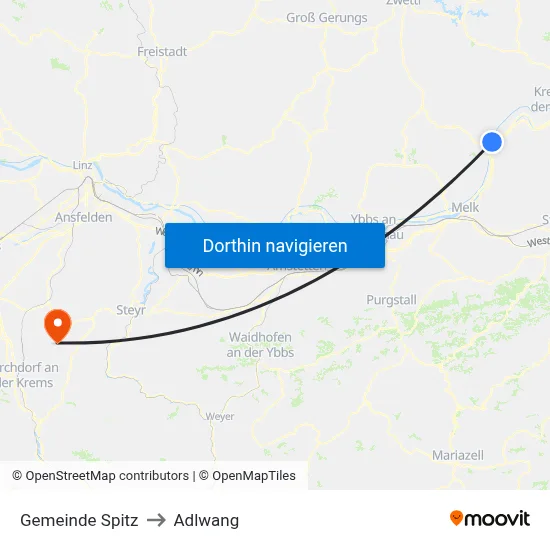 Gemeinde Spitz to Adlwang map