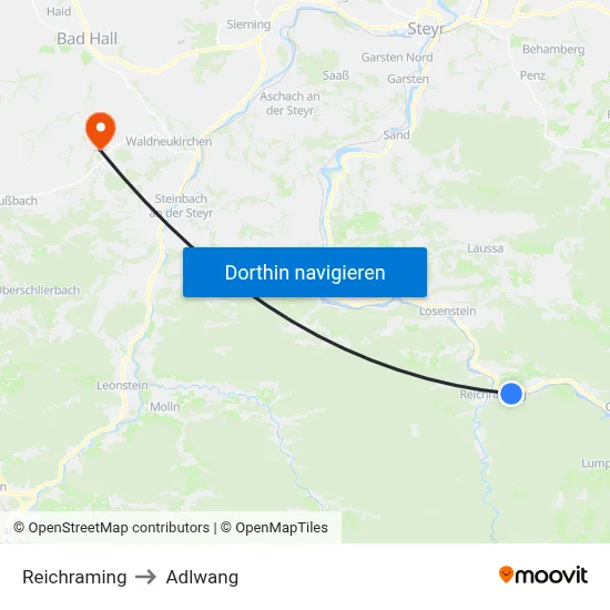 Reichraming to Adlwang map