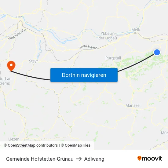 Gemeinde Hofstetten-Grünau to Adlwang map