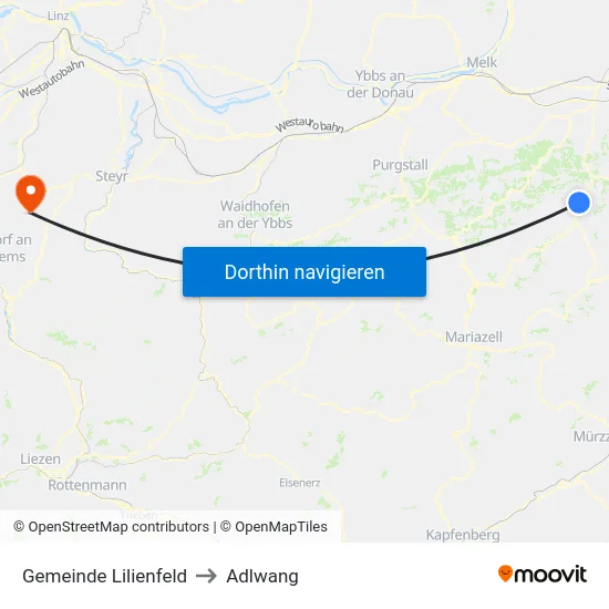 Gemeinde Lilienfeld to Adlwang map