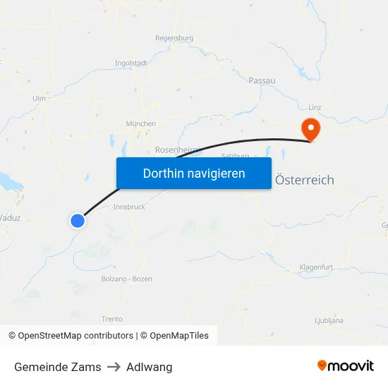 Gemeinde Zams to Adlwang map