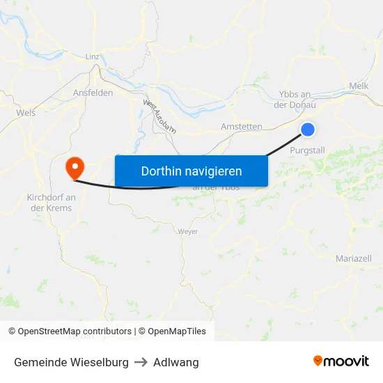 Gemeinde Wieselburg to Adlwang map